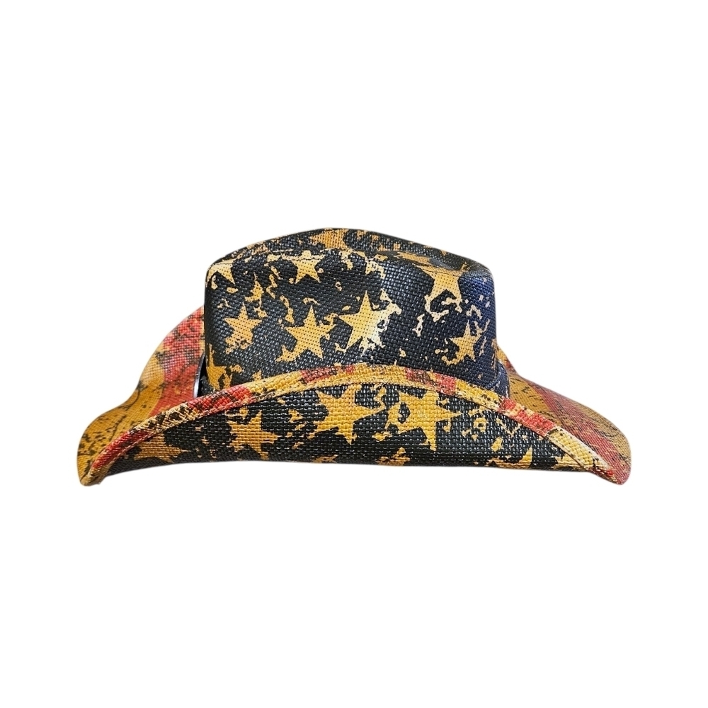 Angela & William Patriotic Cowboy Hat USA Flag Eagle Band Western Straw Sz 7 22” - Picture 3 of 9